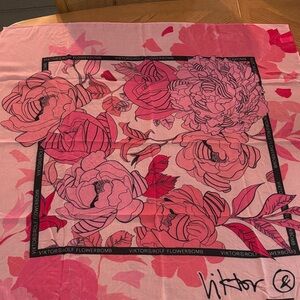 Viktor & Rolf Pink Floral Silk Scarf